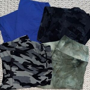 Camouflage and Solid Color Leggings Set